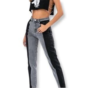 Vintage Abdika Y2K Stone Wash Color Block Mid Rise Denim Jeans